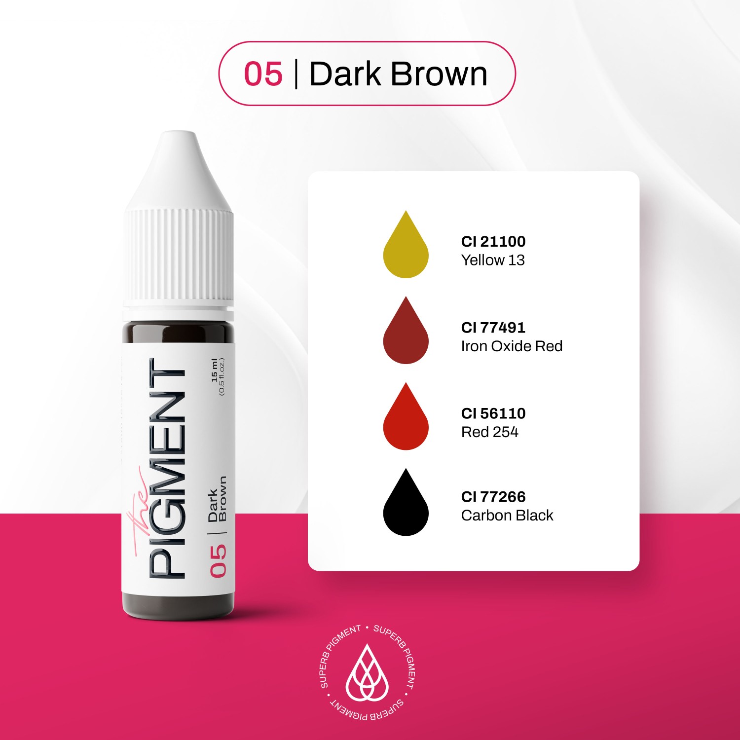 THE PIGMENT წარბის პიგმენტი Dark Brown 15 მლ.